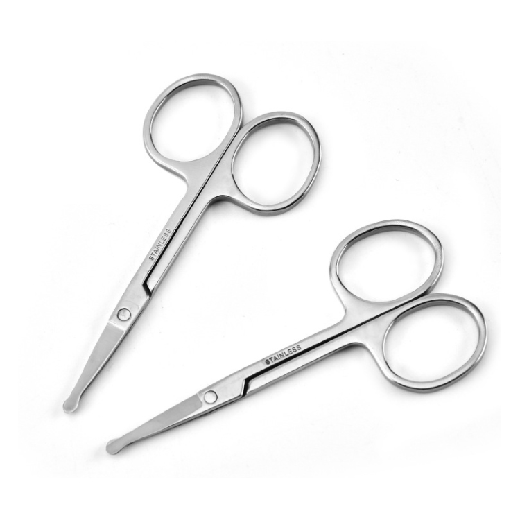 Stainless Steel Round Tip Facial Vibrissac Scissors Nose Hair Trimmer Scissors