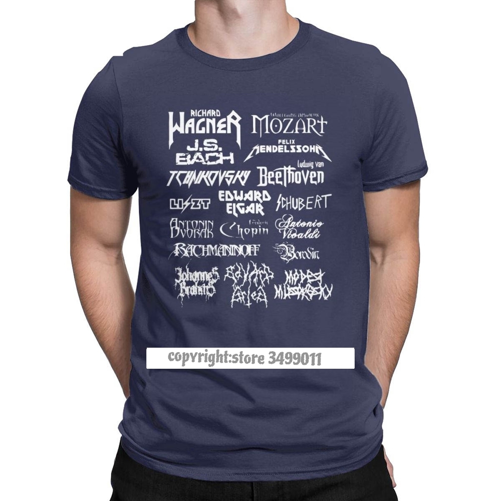 Men's Clothing Heavy Metal Classical Composers Tee Shirt Men Mozart Beethoven Chopin Bach Mendelssohn Casual Tees Cotton Clothe