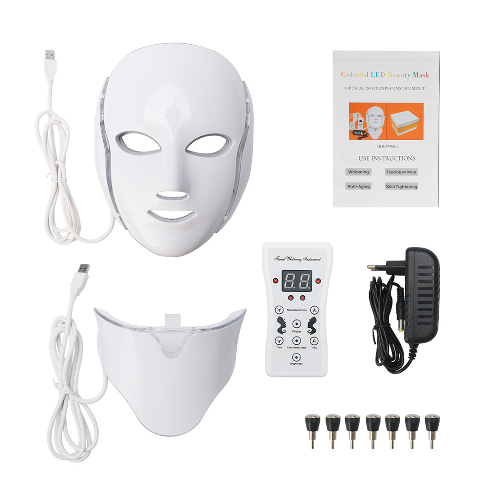 Cuidado De La Piel Belleza 7 цветов Con Cuello LED Photon PDT Maquina Terapia De Luz подсветка для лица LED Mascarilla