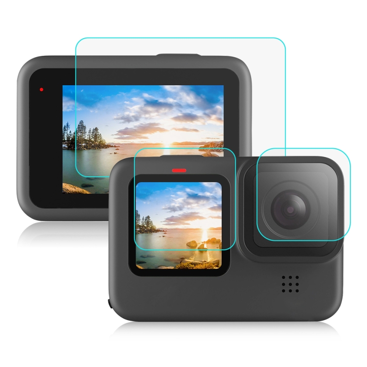 PULUZ для GoPro HERO9 черный объектив + жк-дисплей 9H 2.5D закаленное стекло пленка