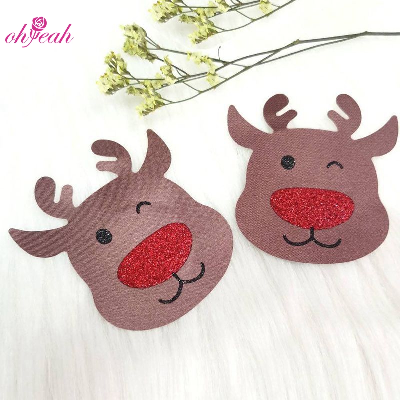 Free Box Packaging Custom Logo Bra 32 Size Nipple Covers Animal Deer Christmas Pasties
