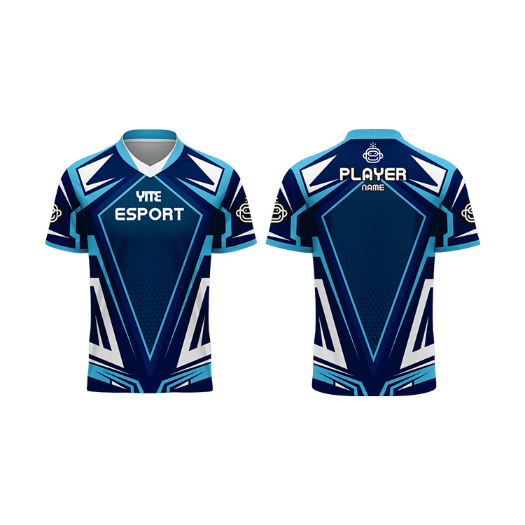 High-quality custom game T-shirt video game blue breathable e-sports jersey