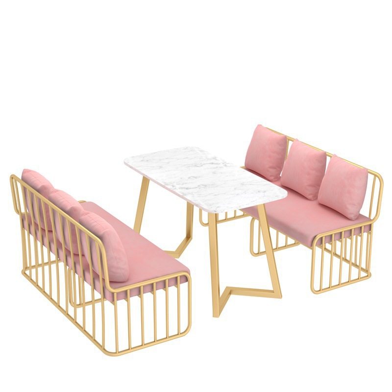 Coffee house Nordic sofa combination milk tea dessert shop booth desk and chair clothing store reception leisure sofa