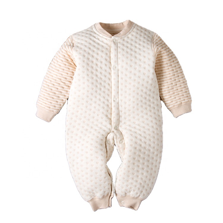 high quality organic cotton baby girl thermal romper long sleeve romper winter2021