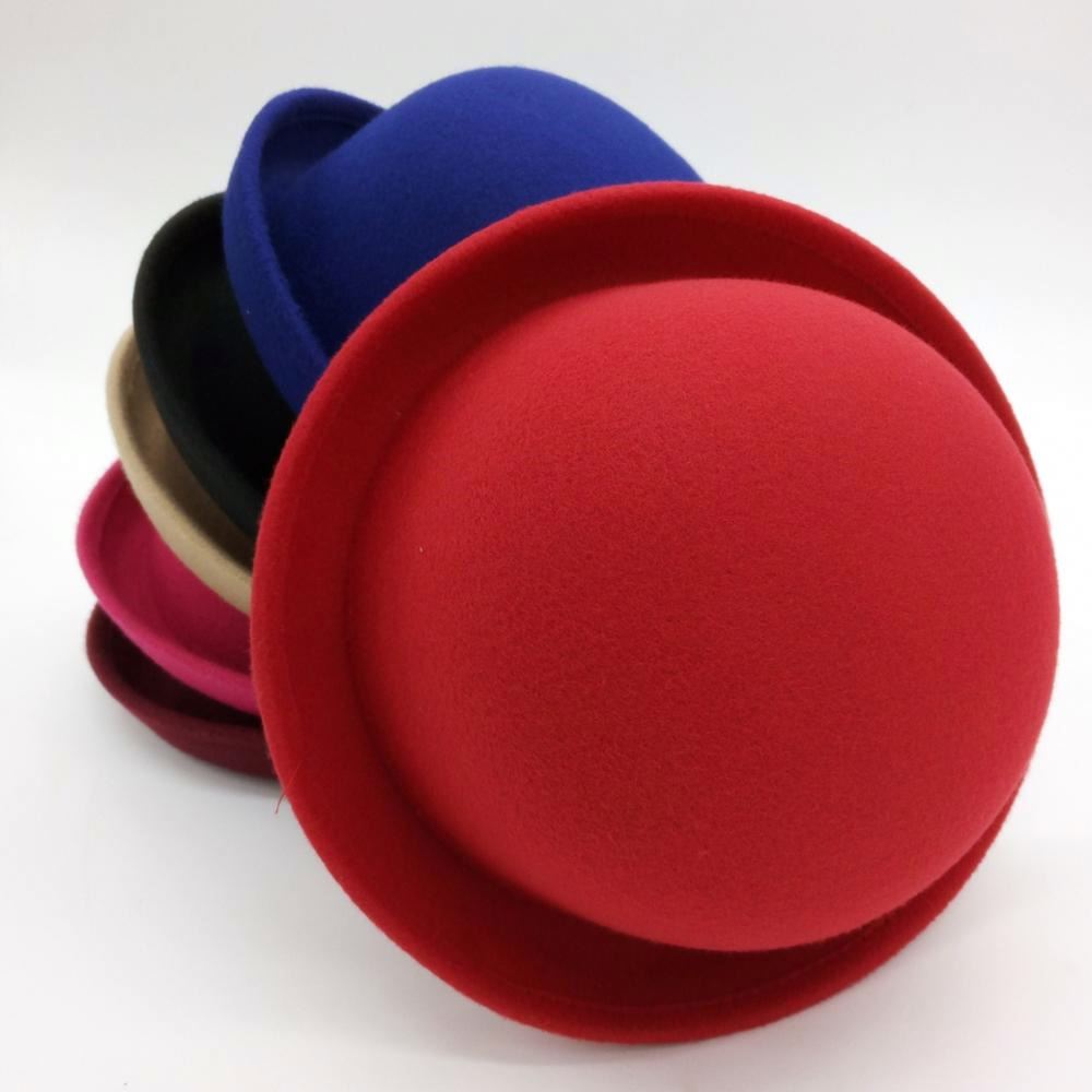 Wool Felt Fez Fedora Hat Dome Round Cap Formal Bowler hat