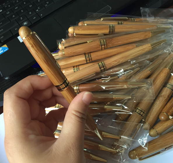 Recycled Natural Bamboo Ballpoint Pen с Box, Eco Friendly, Luxury Gift