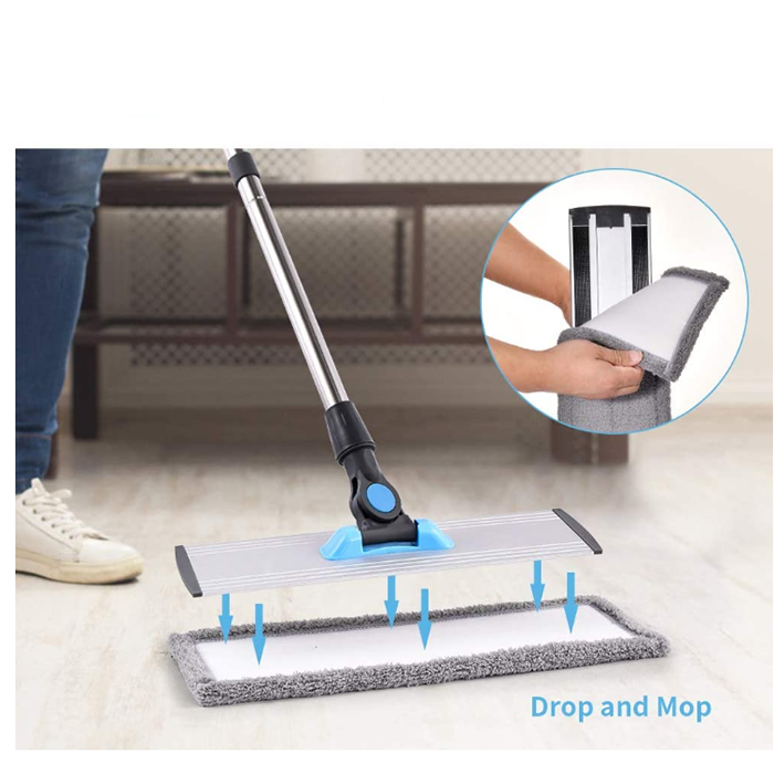 Dust Wet Mop with 4 Washable Chenille Flat Mop for Floor Cleaning
