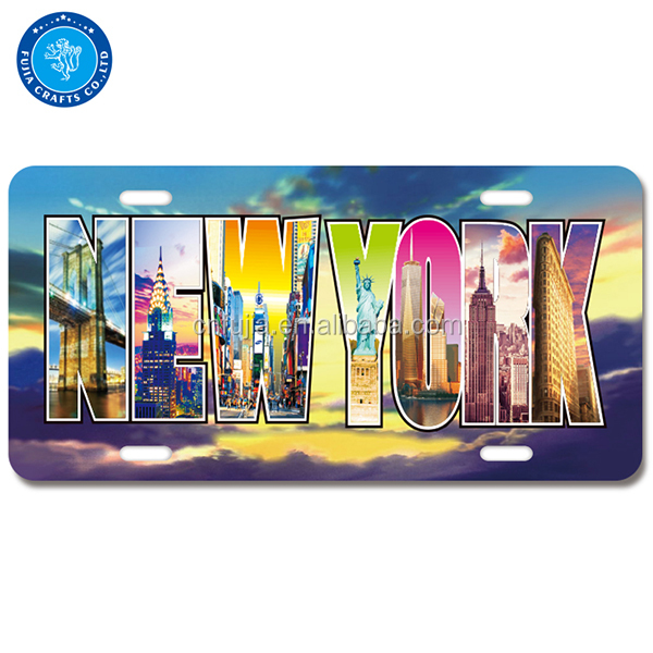 Low MOQ Glossy printing decorative license plate , USA car plate not offical used tin signs