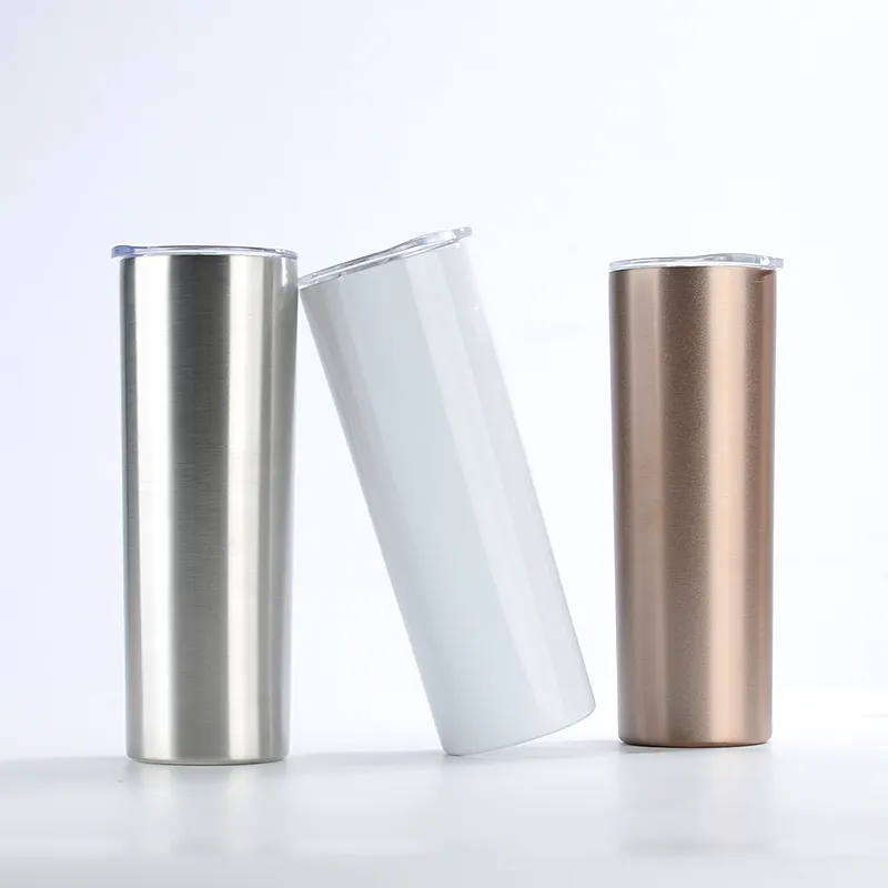 Warehouse wholesale stainless steel 20 oz straight tube tight-fitting sublimation cup with lid and straw car water cup