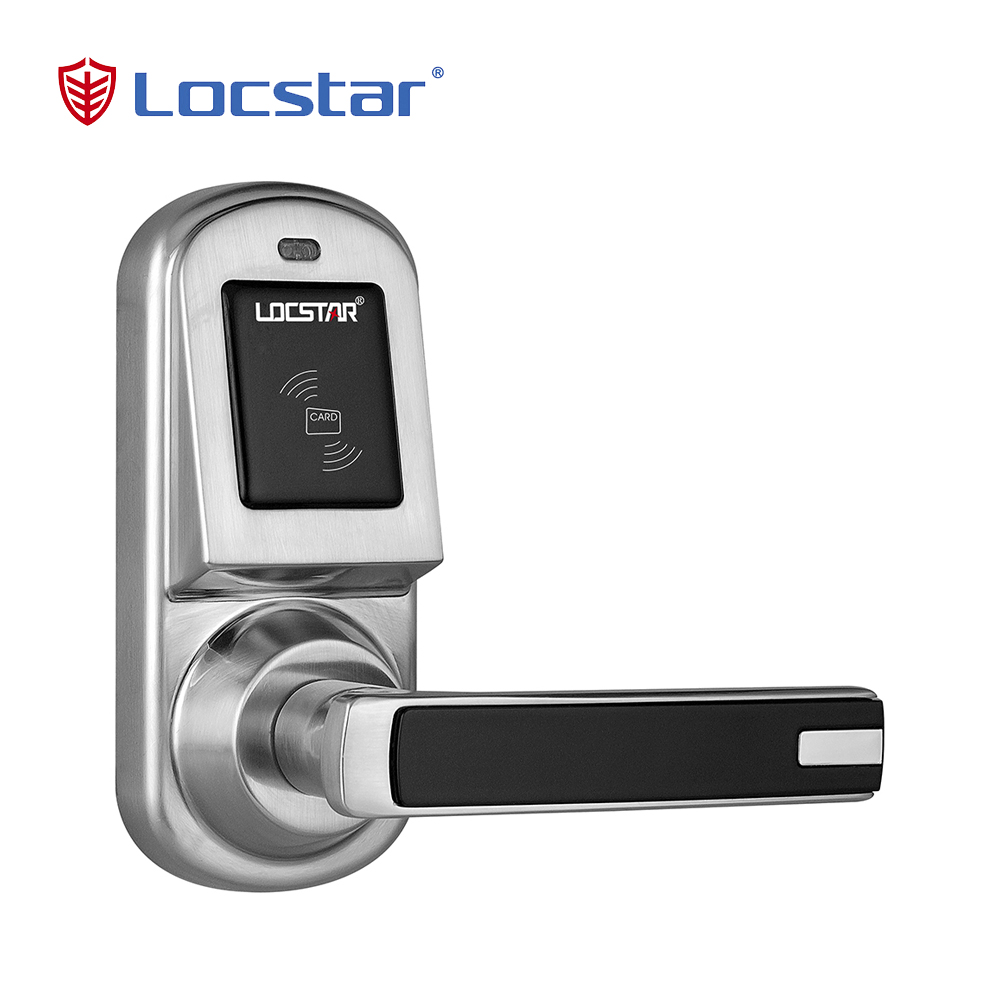 Дверной замок Locstar с деревянной ручкой, электронный замок с одной защелкой, РЧ смарт-карта для отеля, замок для отеля с RFID