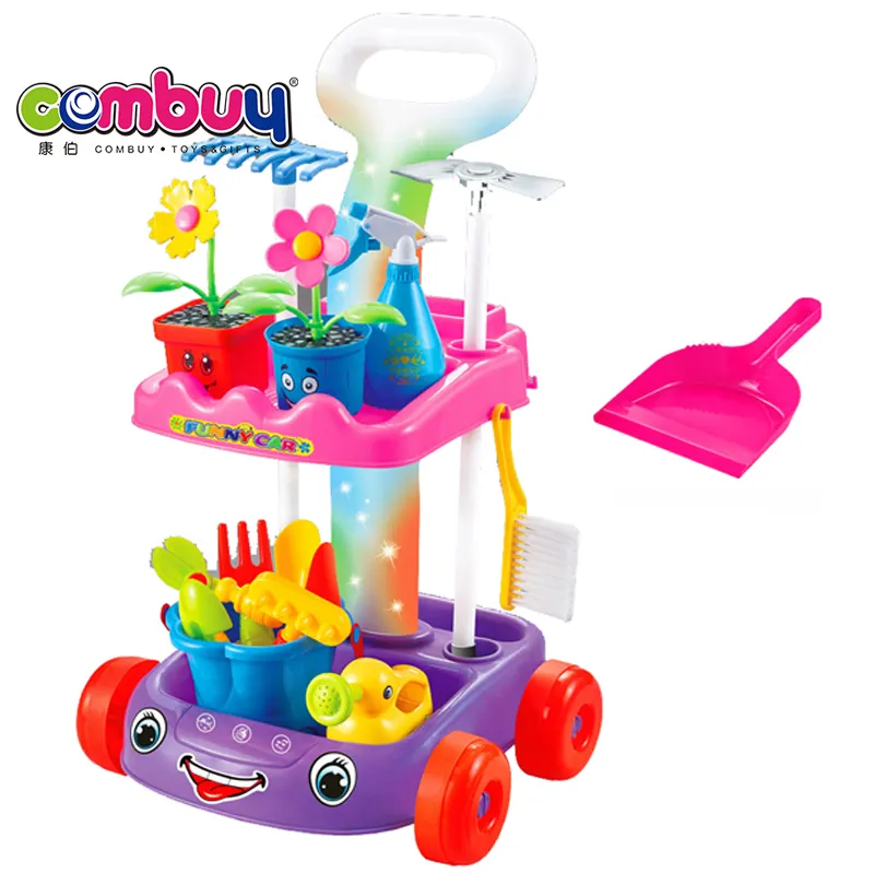 Pretend play funny trolley cart game toys kids garden tool set