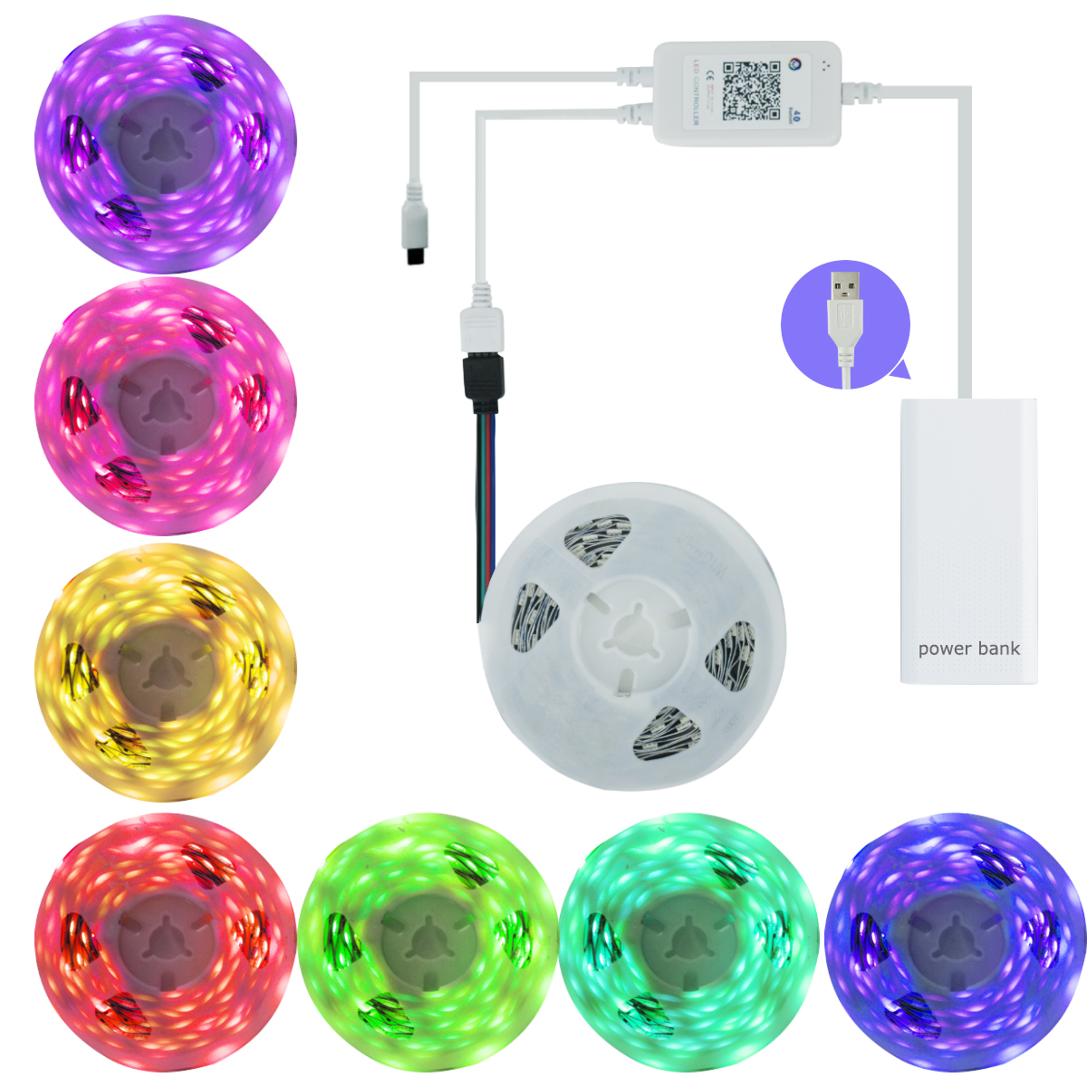 Светодиодная лента 3 м RGB, 12 В, Светодиодная лента, переносной usb разъем, полный комплект для декора телевизора