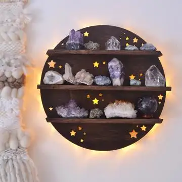 Shelf With Lights Home Decor Wall Wooden Home Decor Wooden Storage Rack Home Decorative Wooden Wall Moon Shelf Shelves Wall Shelf With Lights