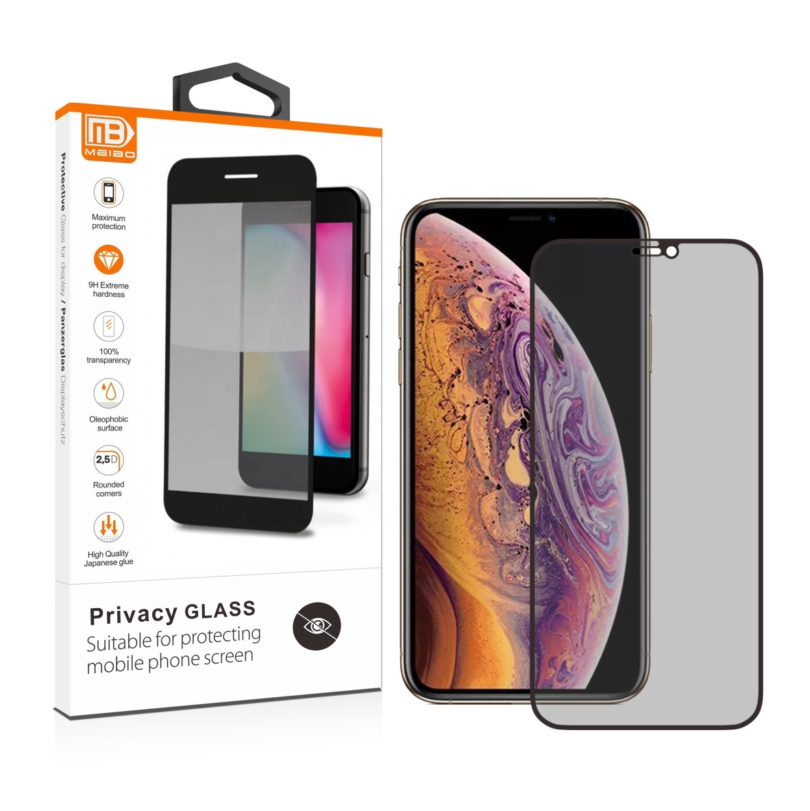 3D Full covered Anti Spy Privacy Tempered Glass Screen Protector For iPhone