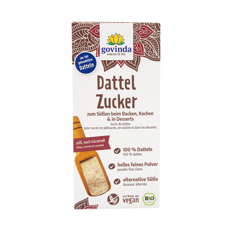 Baking Ingredients 100% Organic Govinda Natural Date Sugar Certified Farming Ingredients for Bakery Decoration and Cooking