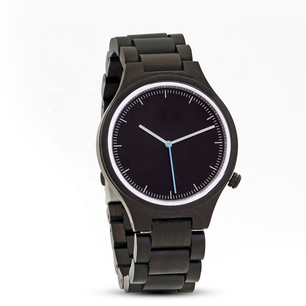 Оригинальный бренд Мужские кварцевые деревянные часы Reloj De Hombre Black Wood Montres Luxes Men