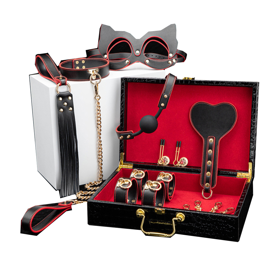 Top Sales Sexy Game Leather Wear Hand Cuffs Bondage Sex Toy Set
