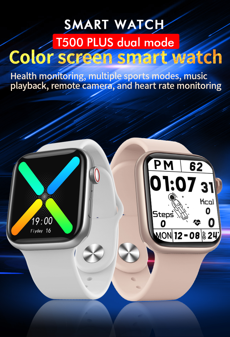 Hot Sale Full Touch SmartWatch Waterproof Temperature Smart Watch With Heart Rate Monitoring T500 Plus Smart Watch