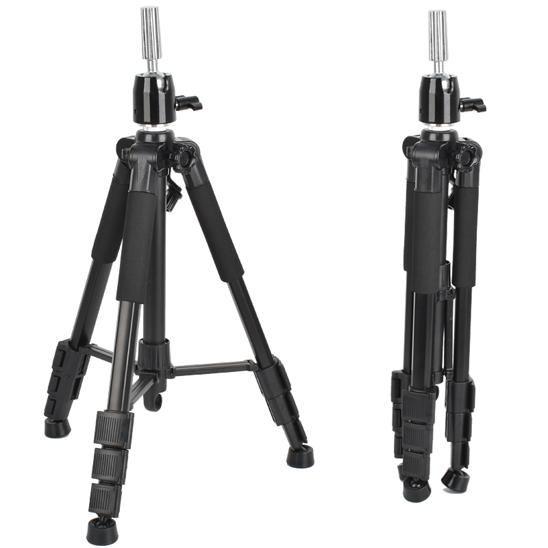 Wig stand tripod metal mannequin head stand with non-slip base and hook for cosmetology hairdressing training