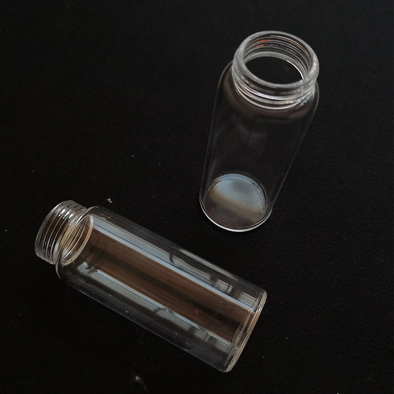 High temperature corrosion resistance transparency high light transmittance quartz bottle with thread