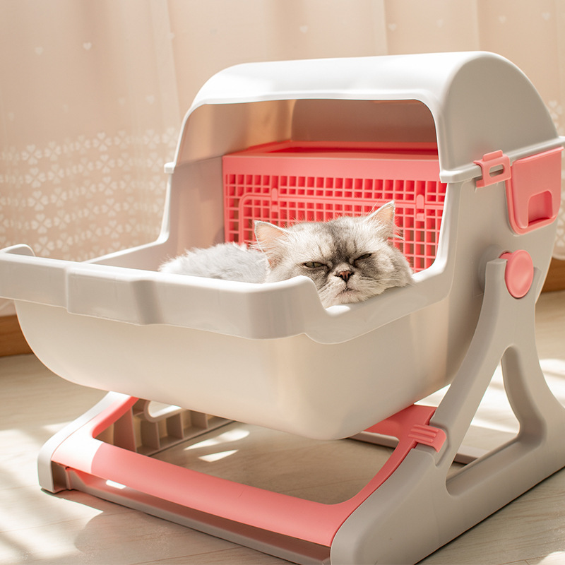 Creative Pet Clean Up Products Skip Bucket Shape Sandbox Foldable Cat Litter Box Luxury Design Cat Litter Box Cat Toilet Box