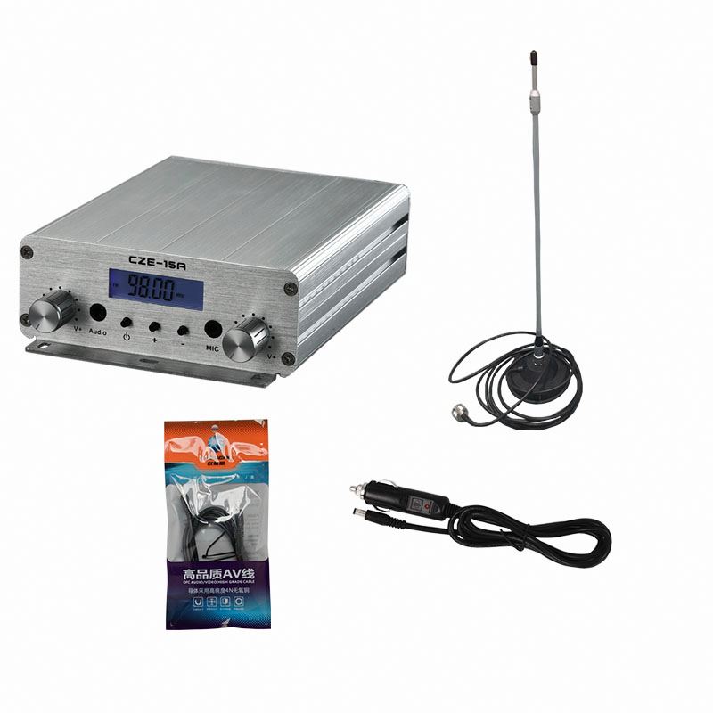 CZE-15A FU-15A 15W FM передатчик + присоска антенна оборудование для радиостудии для автомобиля, дома, конференц-зал, церковь