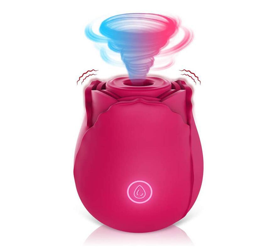 Wholesale Suction Silicone Waterproof Clit Sucker Red Rose Flower Shaped Clitoral Sucking Vibrator Adult Sex Toy For Women
