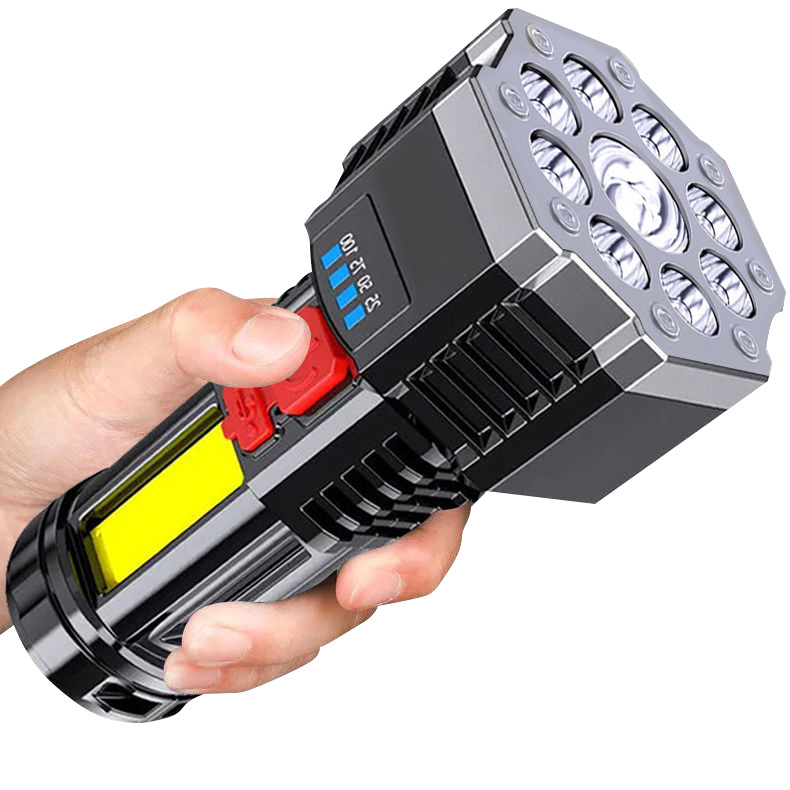 Перезаряжаемые USB светодиодные фонари, 9 светодиодных фонарей, 1200 мАч, 18650 аккумуляторная батарея 80