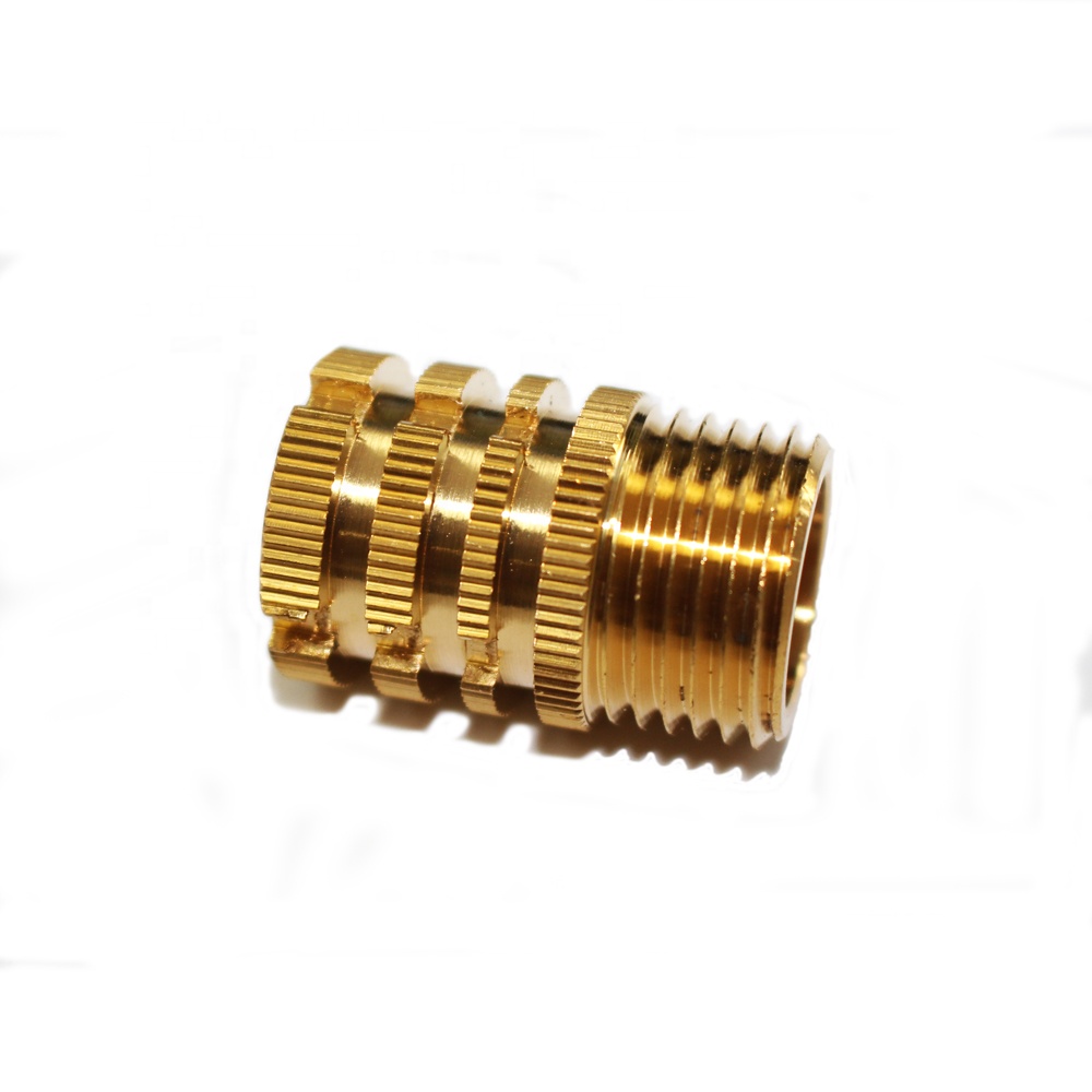 CNC поворачивая пользовательские латунь knurled вставить гайка с резьбой Вставить