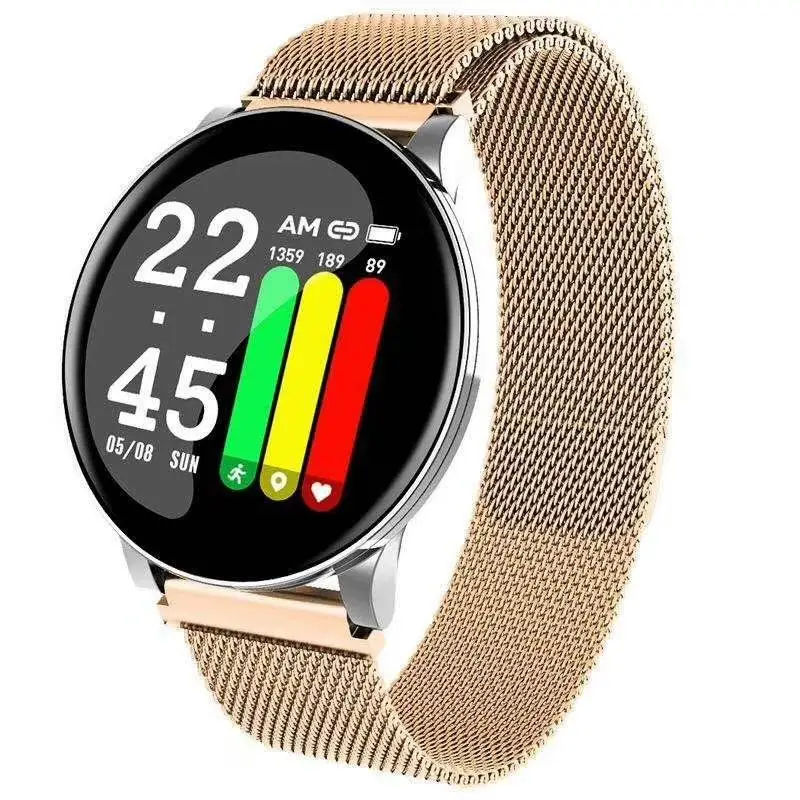 Золотые Смарт-часы для мужчин и женщин для Android IOS водонепроницаемые золотые наручные часы с пульсометром спортивные часы с ремешком из нержавеющей стали