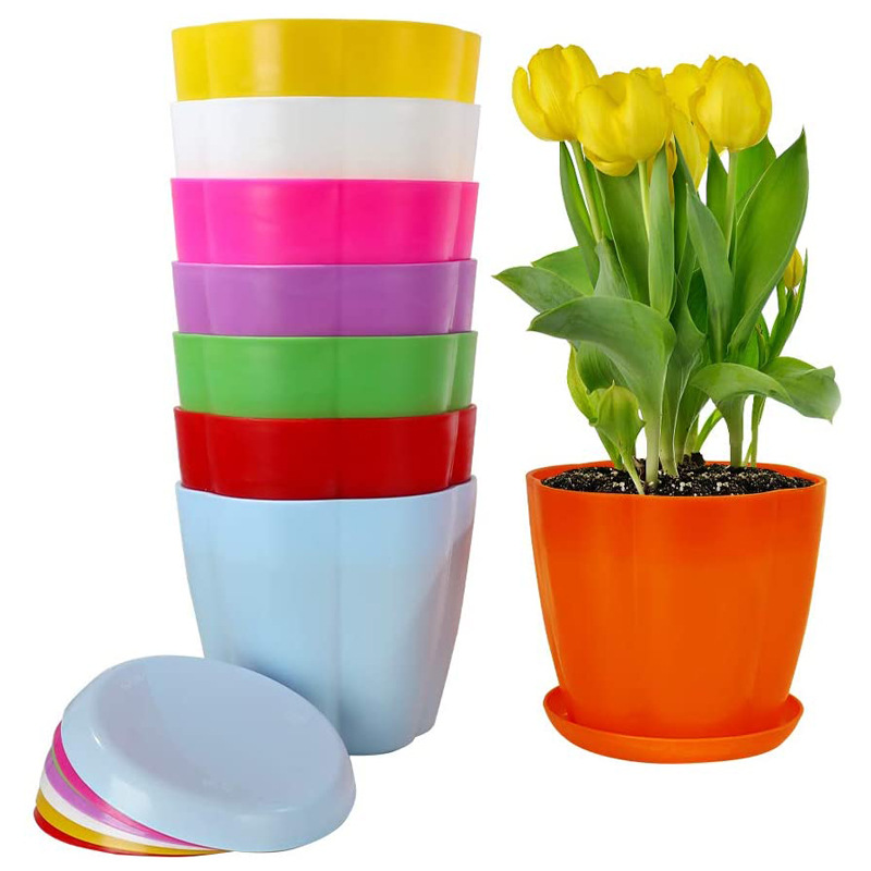 8PCS Simple Modern Decorative Plastic Planter Flowerpot Succulent Plant Indoor Flowers Pot Set