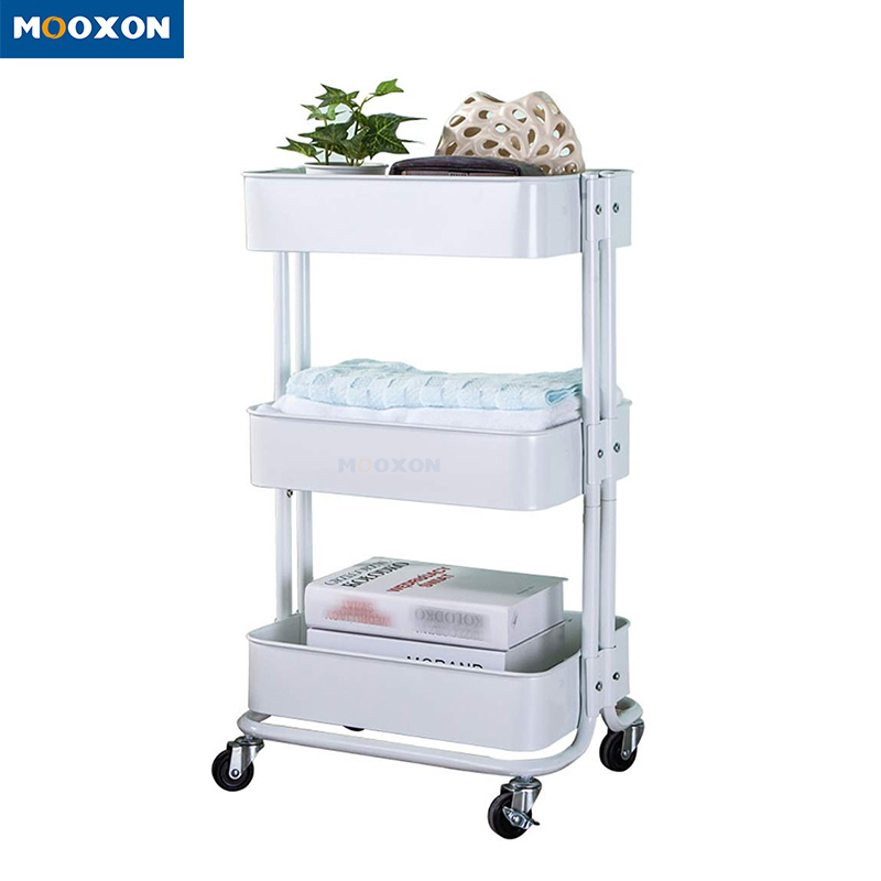 3 Tier Metal Mesh Rolling Rack Kitchen Cart Utility Organizer Storage Trolley