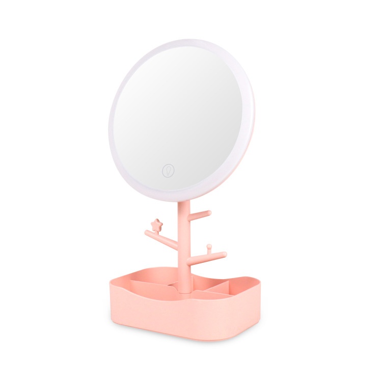 LED Portable Desktop Touch Screen 3 level brightness Adjustable with storage box Make-up cosmetic mirror