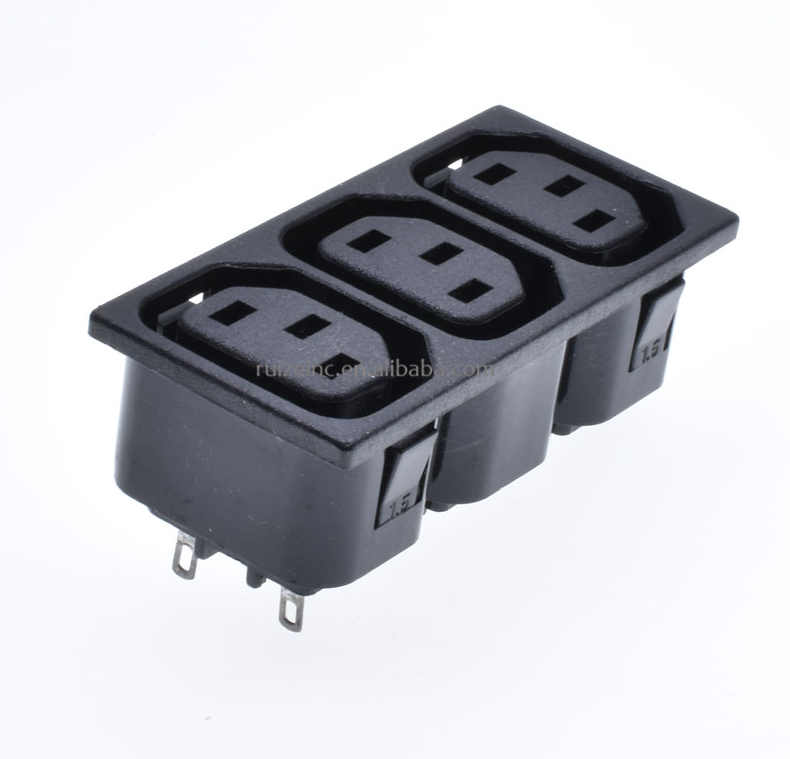 iec 320 c13 c14 male and female fuse 3 outlet power strip