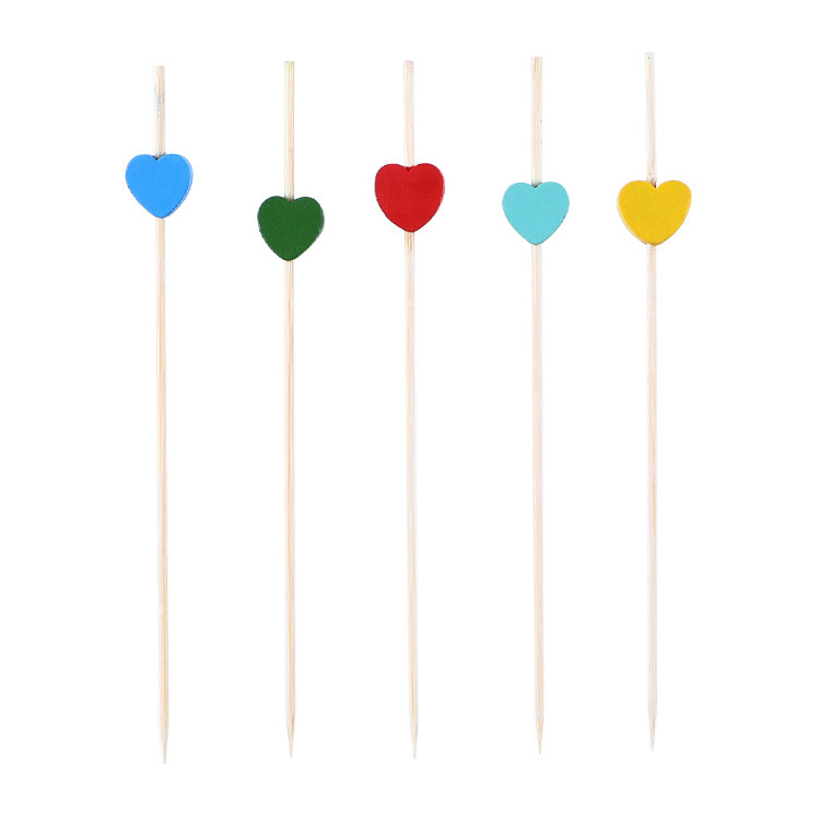 Disposable Bamboo Stick Creative Cocktail Flower Arrangement Stick Fruit Fork Lengthened Toothpick Love Bamboo Fruit Toothpick