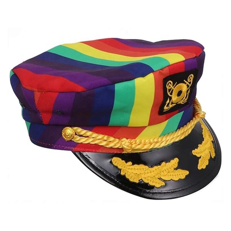 Cosplay Party Police Hat Wholesale Rainbow Cap Captain Hat Costume Accessories for Funny Party pride month