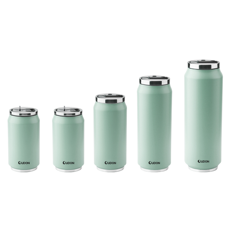 Double wall soda can shaped stainless steel insulated vacuum travel tumbler thermos mug