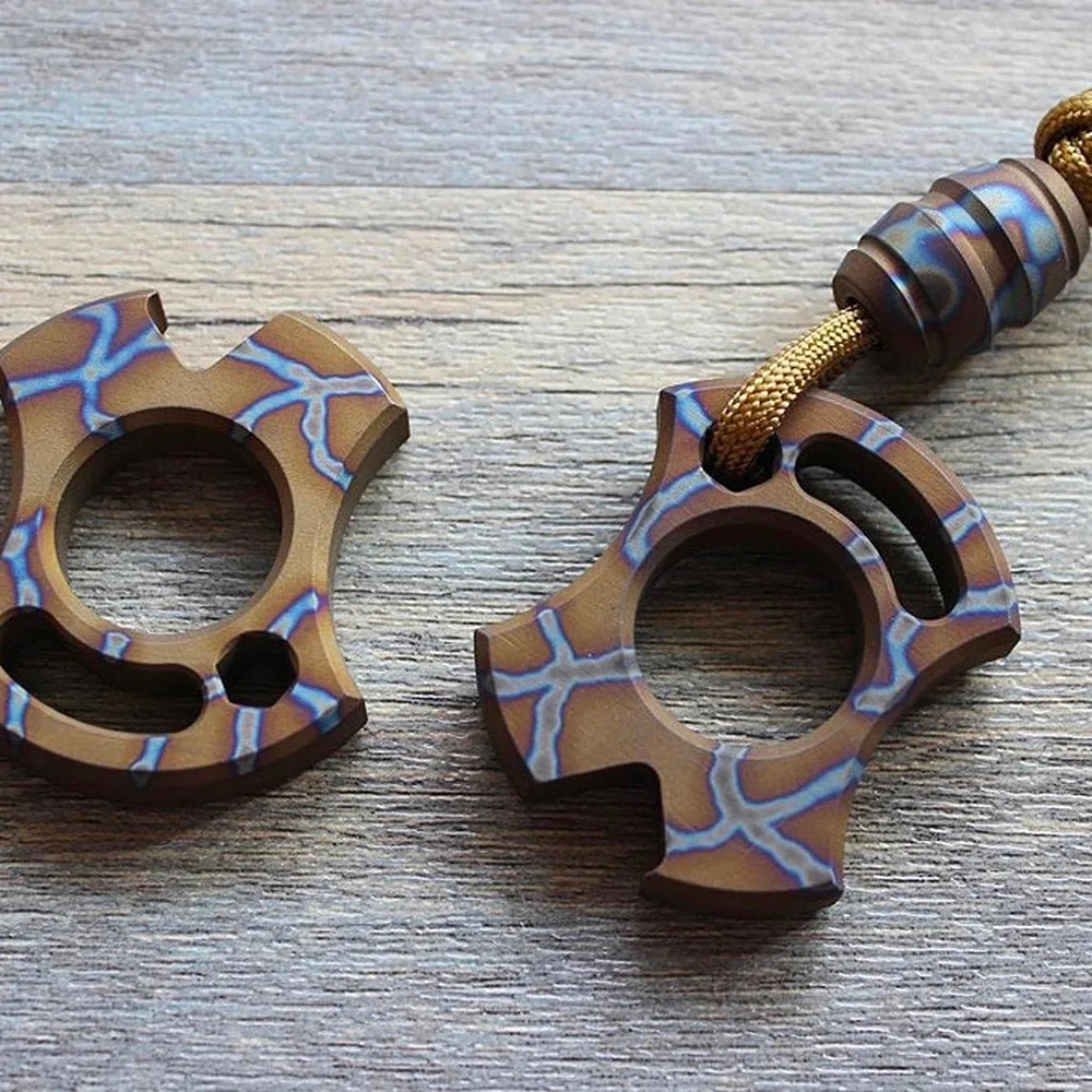 Титановый Edc Gear один палец кольцо инструмент легкий титановый костяшка кольцо нож шарик набор брелоков