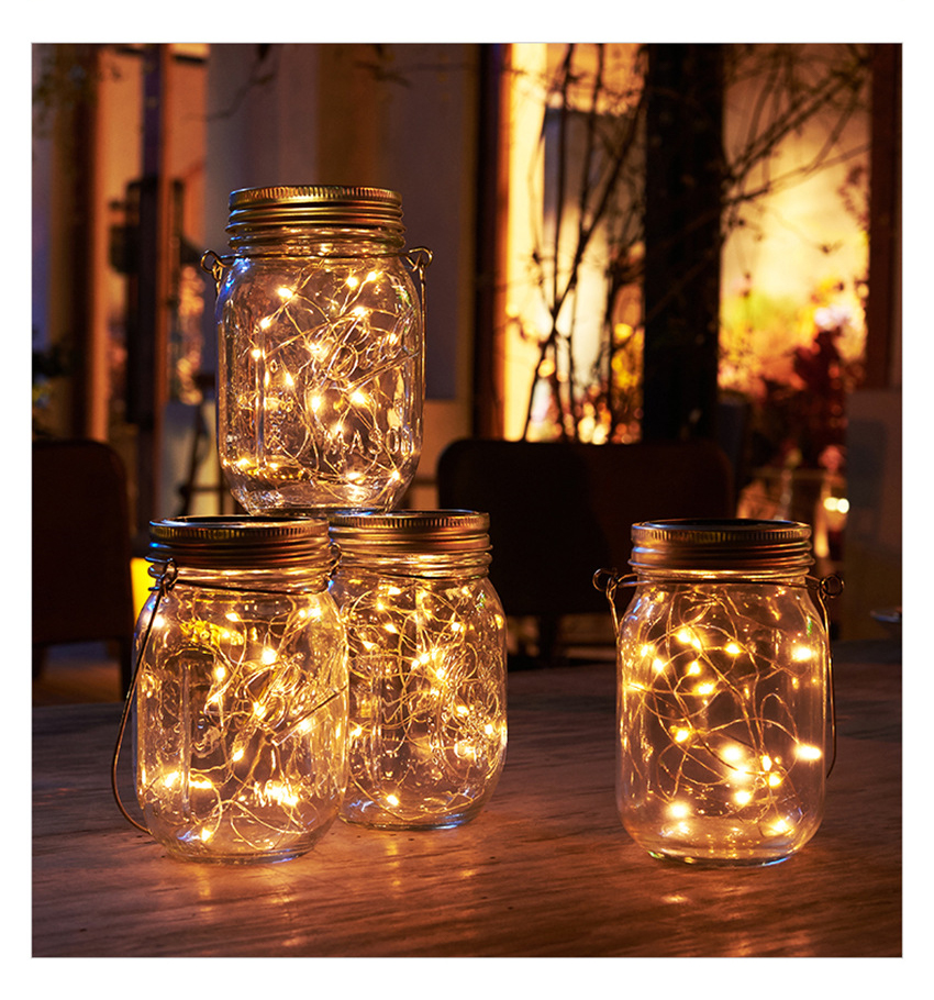 Уличные декоративные солнечные фонари Mason Jar, светодиодная гирлянда на солнечной батарее