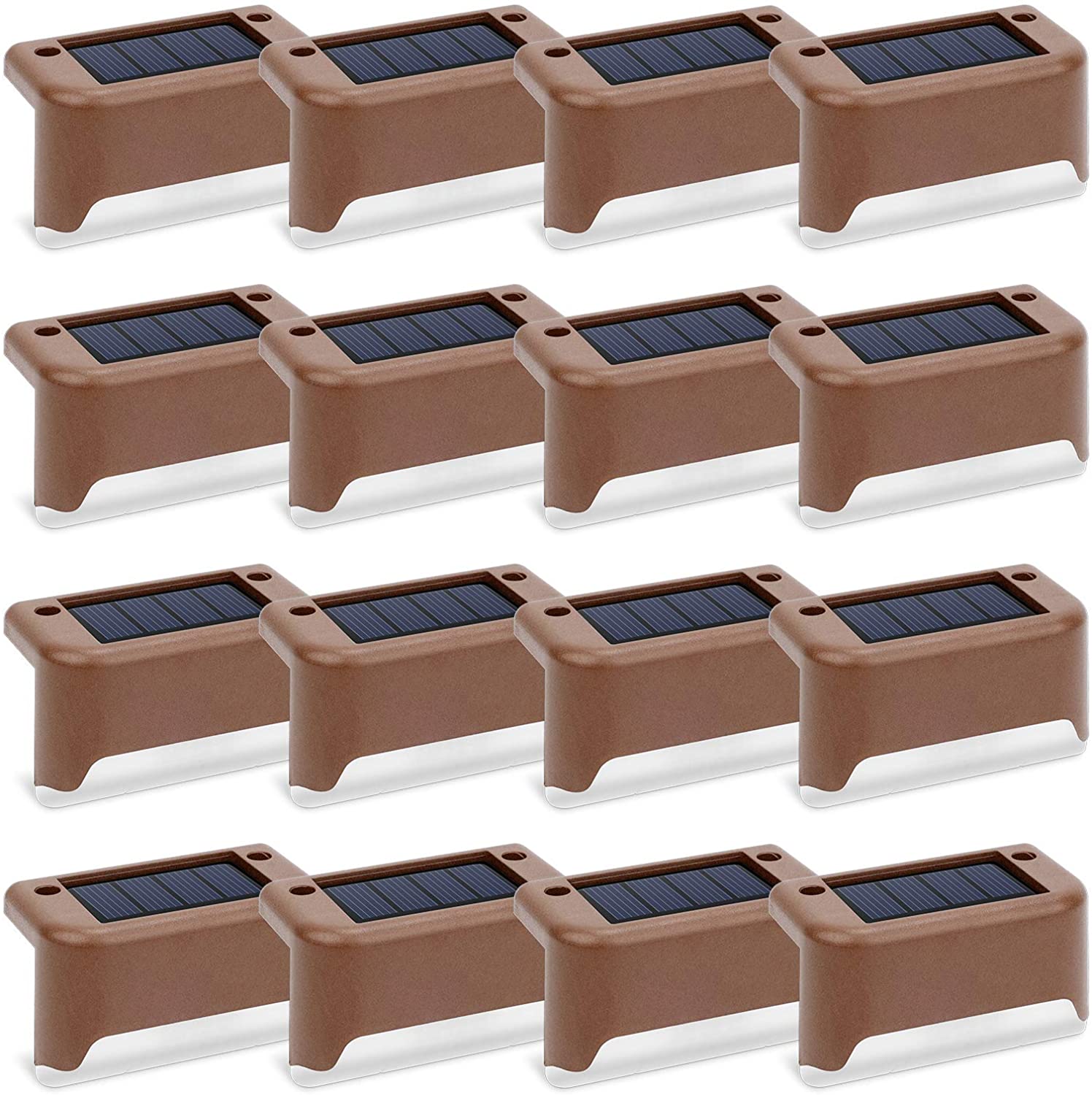 Solar Deck Lights 16 Pcs, Solar Step Lights Outdoor Waterproof Led Solar Fence Lamp for Steps,Fence,Deck,Railing and Stairs