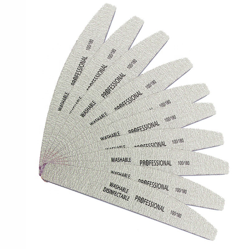 Yaeshii 50pcs Nail Art Sanding Sandpaper Nail Washable Nail File Semilune Banana Buffing Curved Professional Manicure Tools Set