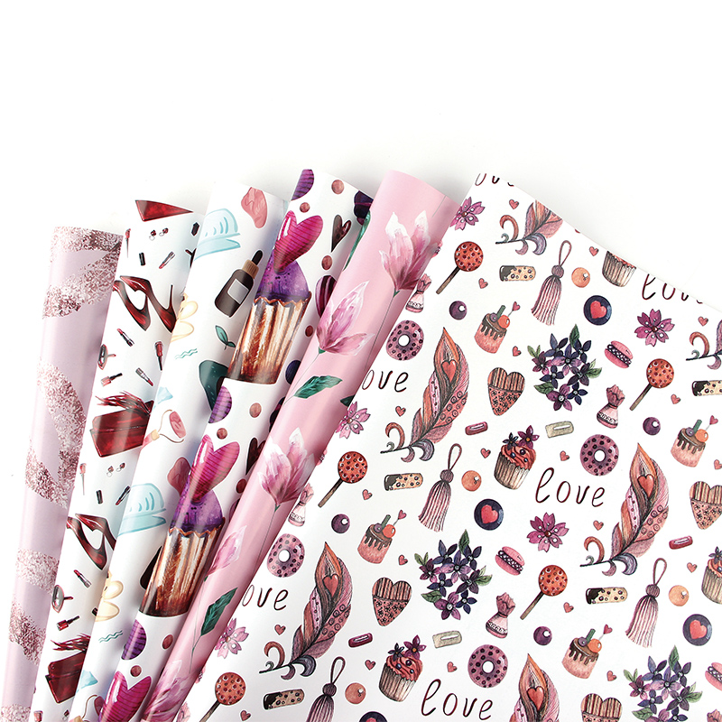 Amazon Explosion of promotion 80gsm paper packing roll a4 gift wrapper paper printed packing flower bouquet wrapping paper set