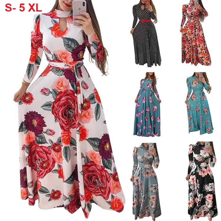 Sexy Floral Long Maxi Dress Woman Ladies Vacation Modest Plus Size Women's Dresses Women Holiday Fashion Casual Dresses