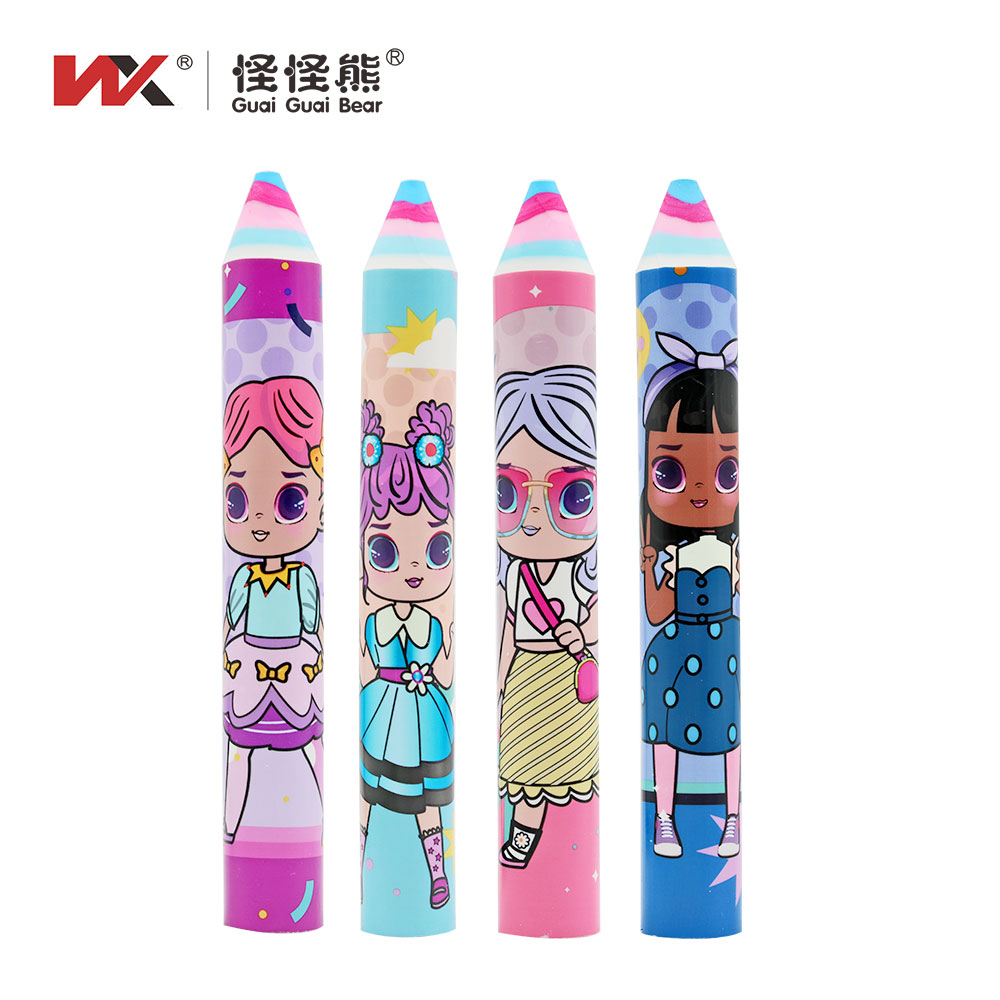 Stock instant cylinder eraser Monster Girl cartoon character Pen eraser factory promotion hot stationery