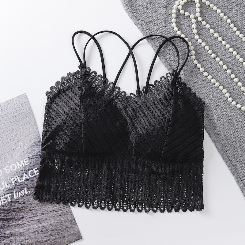 Women Pad Push Up Wireless Lace Bra Top Sexy Bralette Plus Size Fitness Underwear Flower Pattern Lingerie