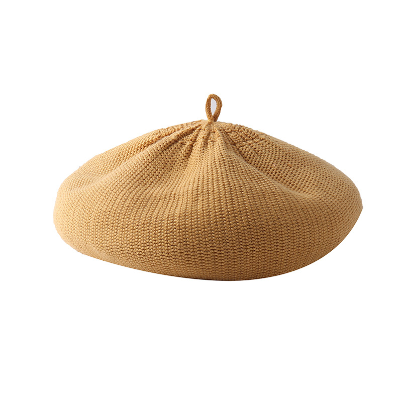 Fashionable Retro style Soft Lightweight Crochet Beret for Women Solid Color Beret Hat