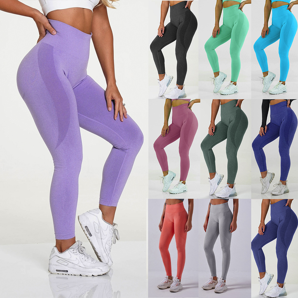 Amazon Tiktok Hot Sales High Stretch Skinny Butt Lift Seamless Sport Yoga Leggings High Waist Fitness Women's Tight Leggings