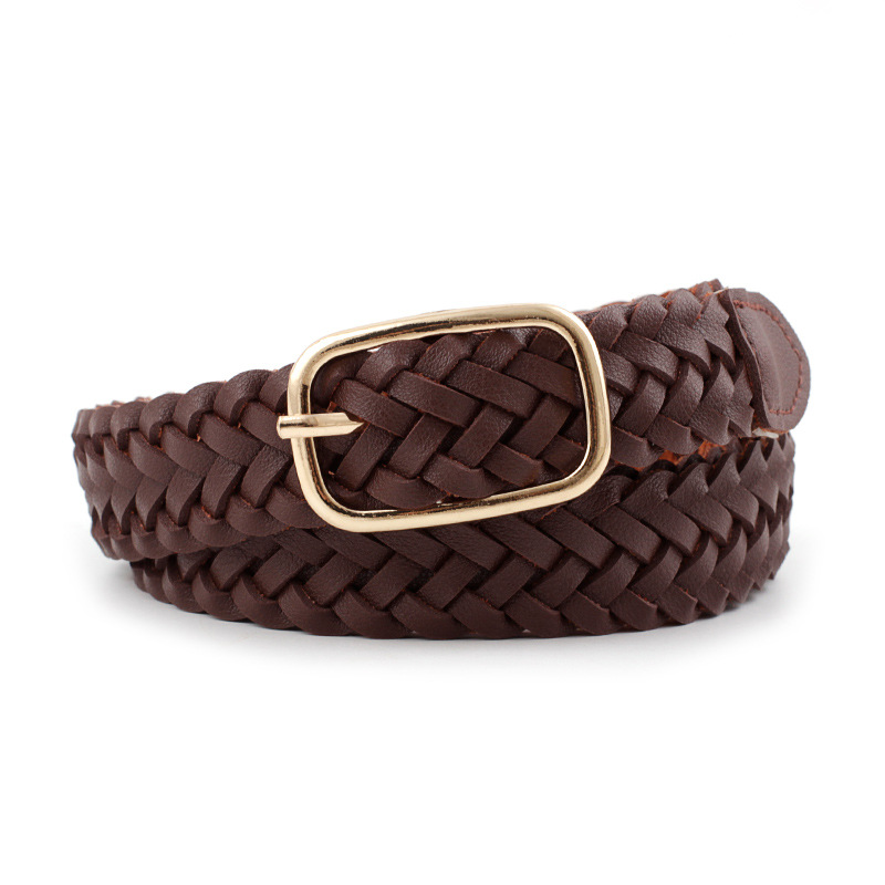High quality Leather Woven Belt fashion pin buckle Braided Belts for women custom belt wholesale