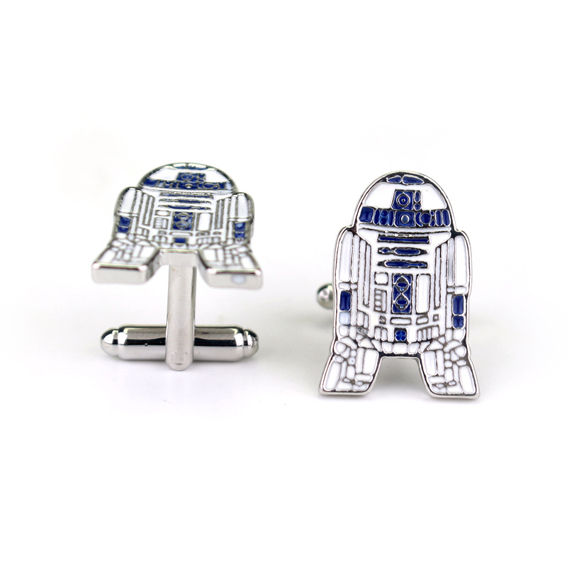 Starwars Cuff Links for Men Robot BB8 R2D2 Cufflink Metal Alloy Enamel Shirt Jewelry Christmas Gifts
