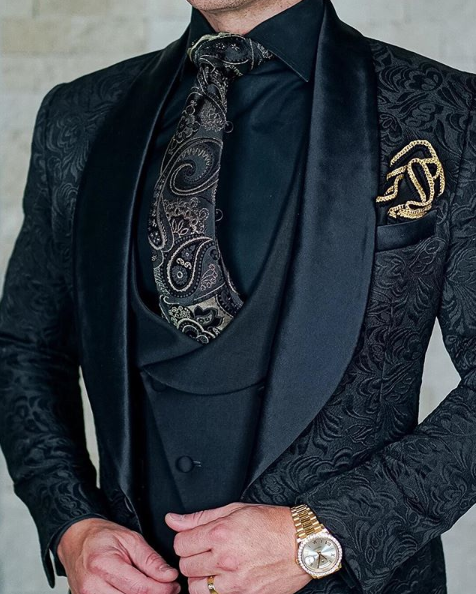 Mens Wedding Suits 2021 Italian Design Custom Made Black Smoking Tuxedo Jacket 3 Piece Groom Terno Suits For Men